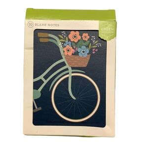 Blank notecards (bicycle floral design), 10 pack w envelopes